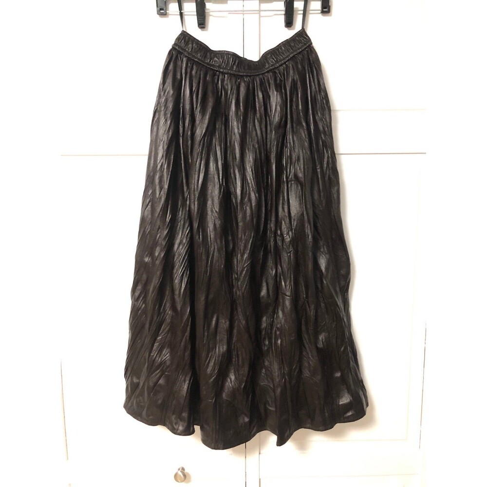 Women's Textured Faux Leather Look Maxi Skirt Dark Espresso Brown - Size Small